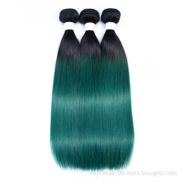High quality 10A Mink Brazilian Virgin Hair Bundles Ombre Colors Human hair weave bundles  1B Green